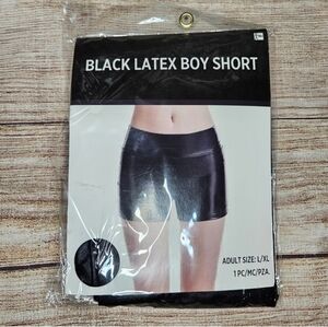 Black latex goth dressup cosplay Halloween boy shorts L/XL